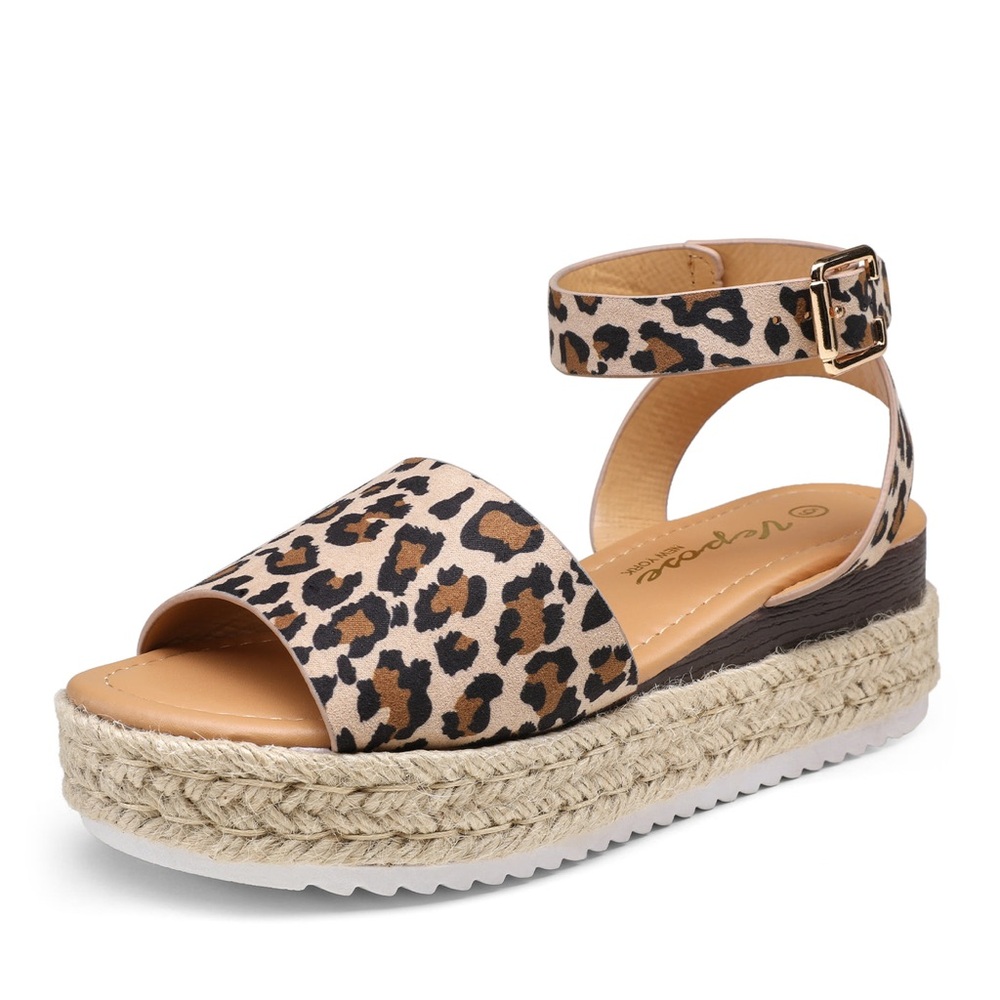 Vepose Women's Espadrille Leopard Print Sandals, Size: 7
